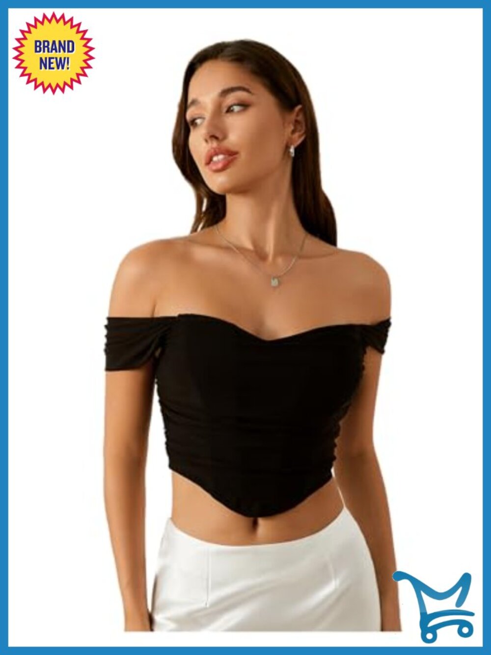 Off Shoulder Ruched Corset Crop Top Asymmetrical Short Sleeve Going Out